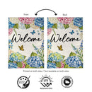 Hydrangea & Butterfly Burlap Flag House