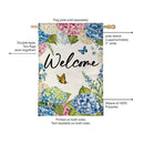 Hydrangea & Butterfly Burlap Flag House
