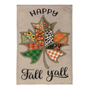 Quilted Fall Leaf Burlap Flag House