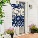 Floral Welcome-ish Burlap Flag House