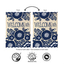 Floral Welcome-ish Burlap Flag House