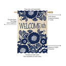 Floral Welcome-ish Burlap Flag House