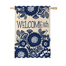 Floral Welcome-ish Burlap Flag House