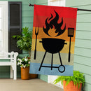Gradient Grill Burlap House Flag