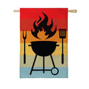 Gradient Grill Burlap House Flag
