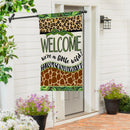 We're a Little Wild Burlap Flag House