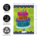 Ric Rac Happy Birthday Cake Burlap Garden Flag