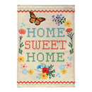 Floral Home Sweet Home Burlap Flag House