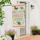 Floral Home Sweet Home Burlap Flag House