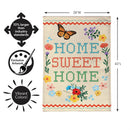Floral Home Sweet Home Burlap Flag House