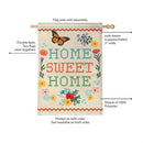 Floral Home Sweet Home Burlap Flag House