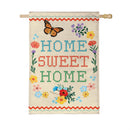 Floral Home Sweet Home Burlap Flag House