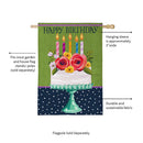 Floral Happy Birthday Cake Burlap House Flag