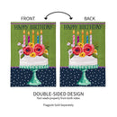Floral Happy Birthday Cake Burlap House Flag