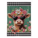 Floral Sunglasses Highland Cow Burlap Garden Flag
