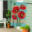 Stripes & Poppies Burlap House Flag