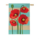 Stripes & Poppies Burlap House Flag