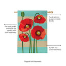 Stripes & Poppies Burlap House Flag