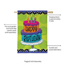 Ric Rac Happy Birthday Cake Burlap House Flag
