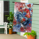 Doodle Dandy Rooster Burlap House Flag