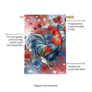 Doodle Dandy Rooster Burlap House Flag