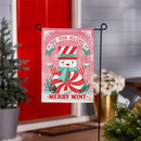 Merry Mint Holidays Burlap Flag Garden