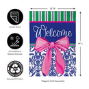Welcome Bow Chinoiserie Burlap House Flag