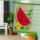 Watermelon Slice Burlap House Flag