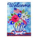 Patriotic Teacup Burlap House Flag