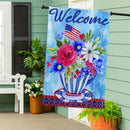 Patriotic Teacup Burlap House Flag