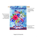 Patriotic Teacup Burlap House Flag