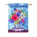 Patriotic Teacup Burlap House Flag