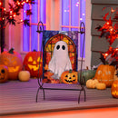 Stained Glass Halloween Ghost Burlap Flag Garden