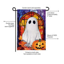 Stained Glass Halloween Ghost Burlap Flag Garden