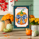 Pumpkin With Chinoiserie Bow Burlap Flag Garden