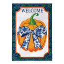 Pumpkin With Chinoiserie Bow Burlap Flag Garden