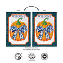 Pumpkin With Chinoiserie Bow Burlap Flag Garden