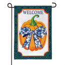 Pumpkin With Chinoiserie Bow Burlap Flag Garden
