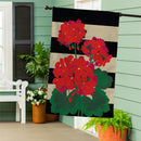 Plaid Geraniums Burlap House Flag