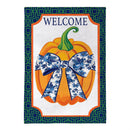 Pumpkin With Chinoiserie Bow Burlap Flag House