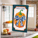 Pumpkin With Chinoiserie Bow Burlap Flag House
