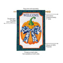 Pumpkin With Chinoiserie Bow Burlap Flag House