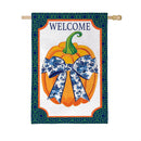 Pumpkin With Chinoiserie Bow Burlap Flag House