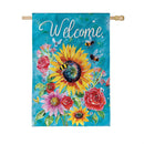 Colorful Summer Blooms Burlap House Flag