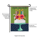 Floral Happy Birthday Cake Burlap Garden Flag