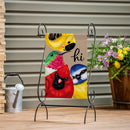 Cottage Garden Portly Birds Peeping Burlap Garden Flag