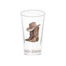 Boots & Bows Western Cowboy Boots Bar Glass Pint, 16oz, Gift Box