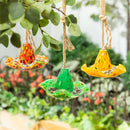 Cottage Garden Bird Feeder, Art Glass Birdfeeder, Asst of 3