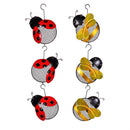 Cottage Garden Bird Feeder, Metal Hanging Lady Bug & Bee Seed Feeder, Asst of 2