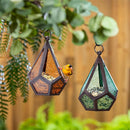 VivaStyle Bird Feeder, Glass Diamond Shaped Bird Feeder, 11"H, Asst of 2